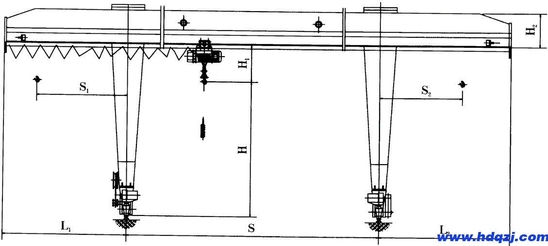 L型電動葫蘆門式起重機(jī)結(jié)構(gòu)圖