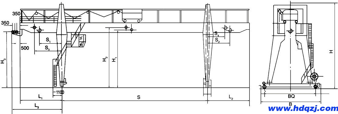 MG型通用雙梁吊鉤門式起重機結(jié)構(gòu)圖 MG型通用雙梁吊鉤門式起重機結(jié)構(gòu)圖